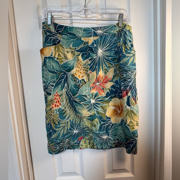 kriss kross Dresses & Skirts - Tropical Kriss Kross VTG skirt, 💯% silk floral, teal & yellow Machine wash